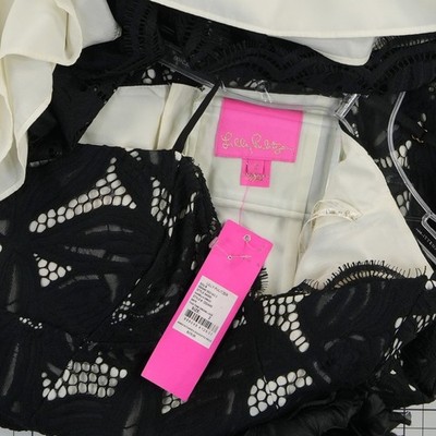 New Lilly Pulitzer Dress Women's Size 2 Onyx Black Orchid Lace Floral Applique - Image 5