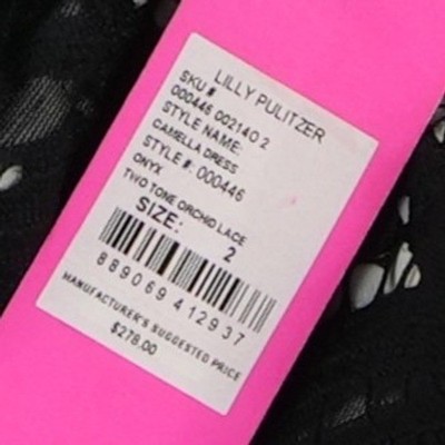 New Lilly Pulitzer Dress Women's Size 2 Onyx Black Orchid Lace Floral Applique - Image 8