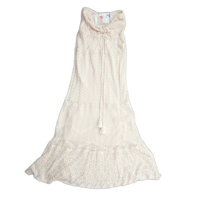 Farm Rio Anthropologie Dress Women's Size XS Cream Crochet Knit Maxi Tassel - Image 2