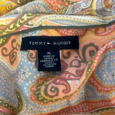 Tommy Hilfiger Dress Women's Size Medium Paisley Print Belted Long Sleeve Cotton - Image 3