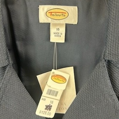 New Talbots Dress Women's Size 16 Navy Blue Sleeveless Belted Shirt Fit Flare - Image 4