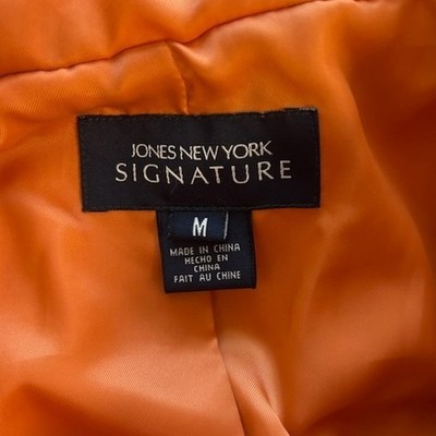 Jones New York Signature Quilted Puffer Jacket Fur Hood Orange Size Medium Y2K - Image 3