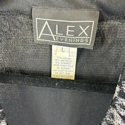 Alex Evenings Jacket Blazer Womens Large Black Silver Animal Print Party - Image 4