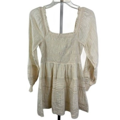 American Eagle Dress Womens Size Small Cream Smocked Square Neck Mini Milkmaid - Image 3