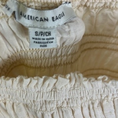 American Eagle Dress Womens Size Small Cream Smocked Square Neck Mini Milkmaid - Image 4