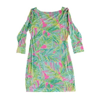 Lilly Pulitzer Dress Women's Size Large Green Pink Palm Leaf Sophie Shift - Image 3