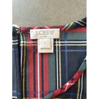 J. Crew Plaid Tartan Top Ruffle Sleeve Career Casual Blouse Size Large - Image 5