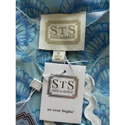 New Sail to Sable STS Short Ric Rac Blue Seashell Dress Women's Size Medium - Image 4