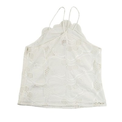 Corey Lynn Calter Camisole Halter Top Women's Size XS White Eyelet Scalloped - Image 3