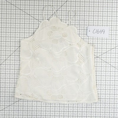 Corey Lynn Calter Camisole Halter Top Women's Size XS White Eyelet Scalloped - Image 6