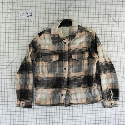 Lucky Brand Sherpa Shirt Jacket Women's Size Small Tan Black Plaid Lined Fleece - Image 6