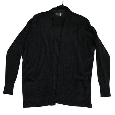 Vince 100% Cashmere Sweater Women's Size Small Black Ribbed Open Cardigan - Image 2