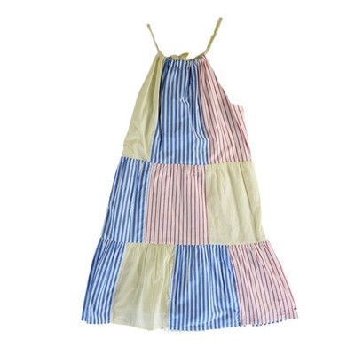 Vineyard Vines Dress Women's Size Medium Seersucker Patchwork Tiered Halter - Image 2