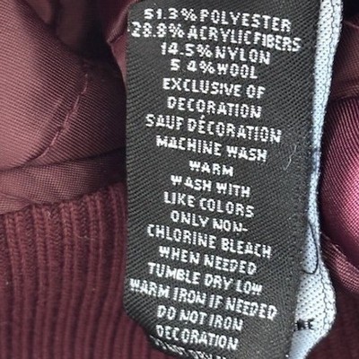 Pro Standard Detroit Tigers Men's Size Small Burgundy Wool Blend Varsity Jacket - Image 7