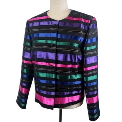 Chic Talbots Holiday Multicolor Cocktail Blazer Jacket Top Women's Size 10 Y2K - Image 2