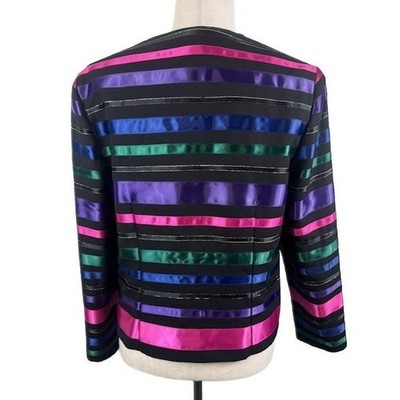 Chic Talbots Holiday Multicolor Cocktail Blazer Jacket Top Women's Size 10 Y2K - Image 3