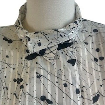 Jean for Joseph Le Bon Paris New York Artsy Top Blouse Black White Size 12 80s - Image 2