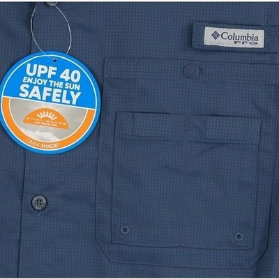 NEW Columbia PFG Tamiami Shirt Men's Size Small Navy Blue UPF 40 - Image 4