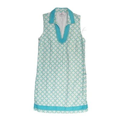 Vineyard Vines Shift Dress Women's Size 4 White Turquoise Leaf Sleeveless - Image 2