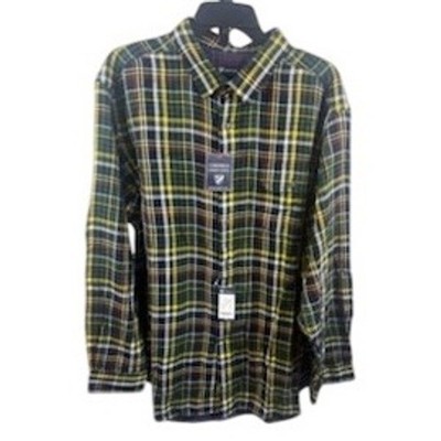 New Cremieux Classics Mens Plaid Button Down Long Sleeve Shirt Sycamore Size XXL