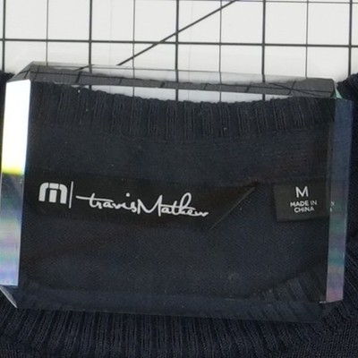 Travis Mathew Sweater Men's Size Medium Navy Blue Colorblock Crewneck Golf - Image 3