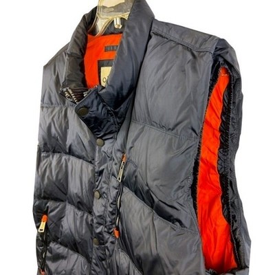 Orvis Down Puffer Vest Men's Size XL Navy Blue Orange Lined Full Zip - Image 2