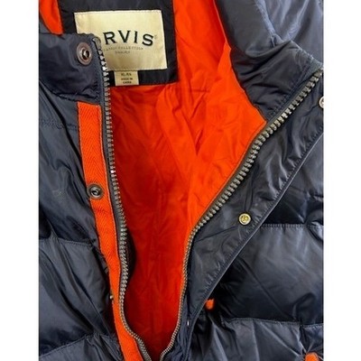 Orvis Down Puffer Vest Men's Size XL Navy Blue Orange Lined Full Zip - Image 4
