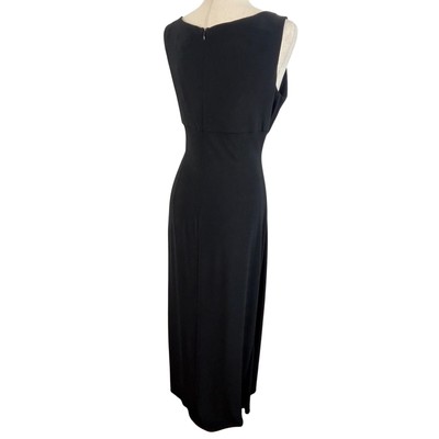 Alex Evenings Black Maxi Dress Rhinestone Ruched Party Formal Gown Size 14 - Image 2