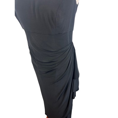 Alex Evenings Black Maxi Dress Rhinestone Ruched Party Formal Gown Size 14 - Image 3