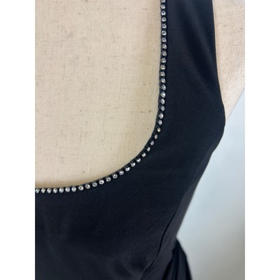 Alex Evenings Black Maxi Dress Rhinestone Ruched Party Formal Gown Size 14 - Image 4