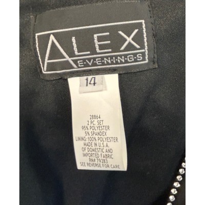Alex Evenings Black Maxi Dress Rhinestone Ruched Party Formal Gown Size 14 - Image 5