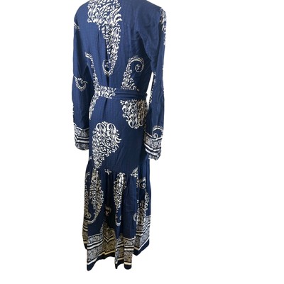 Anthropologie Tiered Button Down Maxi Dress Paisley Long Sleeve Boho Size XS - Image 7