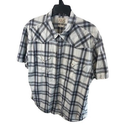 Lucky Brand Western Plaid Pearl Button Short Sleeve Shirt Men's Size XXL