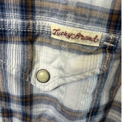 Lucky Brand Western Plaid Pearl Button Short Sleeve Shirt Men's Size XXL - Image 3