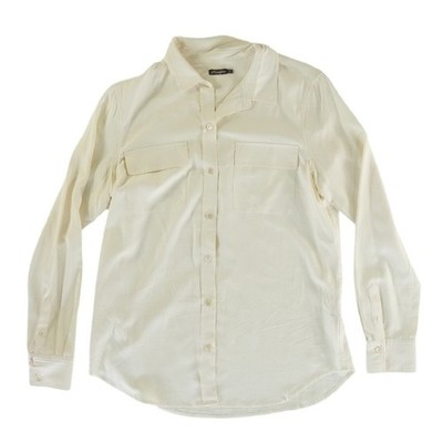 J.McLaughlin 100% Silk Blouse Women's Size Small Cream Ivory Button Shirt Top - Image 2