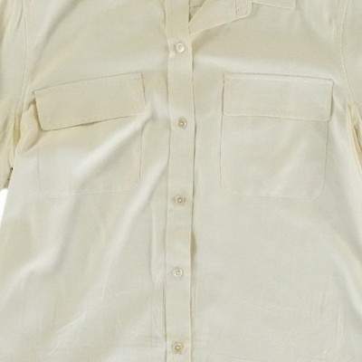 J.McLaughlin 100% Silk Blouse Women's Size Small Cream Ivory Button Shirt Top - Image 4