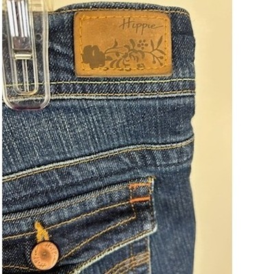 Hippie Jeans Bootcut Dark Wash Denim Low Rise X Detail Size 13 Vintage - Image 3