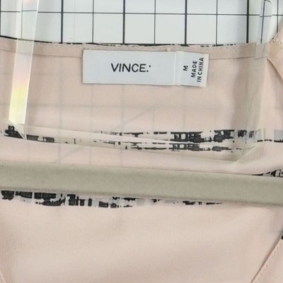 Vince Camisole 100% Silk Blouse Top Women's Size Medium Pink Black Stripe V Neck - Image 4