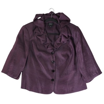 Adrianna Papell Evening Jacket Women's Size 20W Purple Ruffle-Collar Top - Image 2