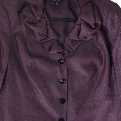 Adrianna Papell Evening Jacket Women's Size 20W Purple Ruffle-Collar Top - Image 4