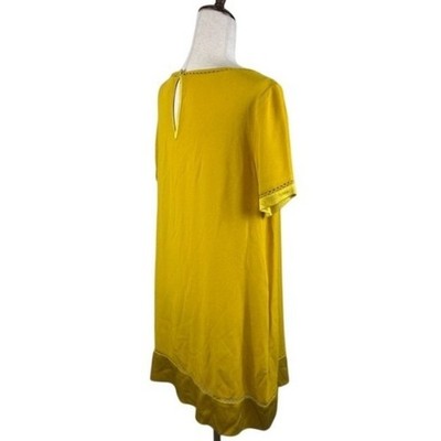 Maeve Anthropologie Short Sleeve Flowy Shift Dress Yellow Gold Fall Size Small - Image 3