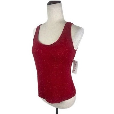Alex Evenings Red Metallic Camisole & Jacket Set Holiday Size Medium Petite MP - Image 4