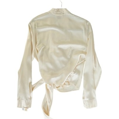 New Talbots Pure 100% Silk Blouse Women's Size 12 Cream Ivory Wrap Side-Tie - Image 3