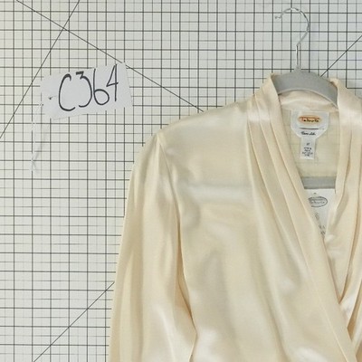 New Talbots Pure 100% Silk Blouse Women's Size 12 Cream Ivory Wrap Side-Tie - Image 7