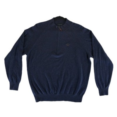 Turtleson 100% Cashmere Sweater Men's Size XL Navy Blue Quarter Zio - Image 2