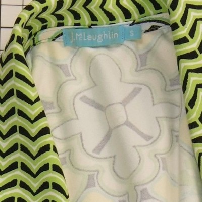 J McLaughlin Wrap Dress Women's Size Small Green Yellow 3/4 Sleeve Jersey - Image 4