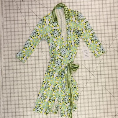 J McLaughlin Wrap Dress Women's Size Small Green Yellow 3/4 Sleeve Jersey - Image 7