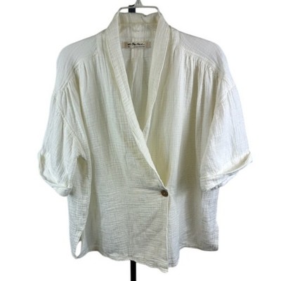 We The Free People White Cotton Button Kimono Top Blouse Size Small - Image 2