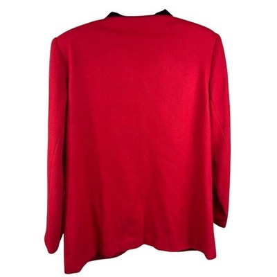 Vintage Sag Harbor Red Blazer Velvet Collar 100% Wool Career Jacket Size 12 - Image 2