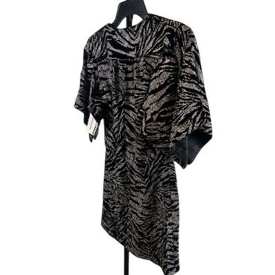 New Zadig & Voltaire Rilena Velvet Sparkle Dress Black Silver Tiger Size XS $998 - Image 4